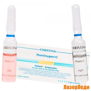 FluorOxygen+C PotentC Ampoules CHRISTINA, Ампулы с сывороткой для осветления кожи PotentC КРИСТИНА FluorOxygen+C