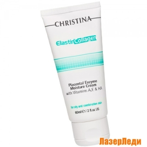 Elastin Collagen Azulene Moisture Cream With Vitamins A, E & HA (FOR OILY AND COMBINATION SKIN) CHRISTINA, Увлажняющий Крем c Витаминами А, Е и Гиалуроновой Кислотой для Жирной и Комбинированной Кожи «Эластин, Коллаген, Плацентарный Фермент» «Эластин, Кол