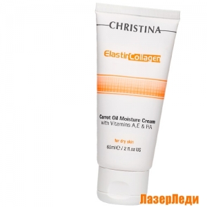 Elastin Collagen Azulene Moisture Cream With Vitamins A, E & HA (FOR DRY SKIN) CHRISTINA, Увлажняющий Крем c Витаминами А, Е и Гиалуроновой Кислотой для Сухой Кожи «Эластин, Коллаген, Морковное Масло» КРИСТИНА